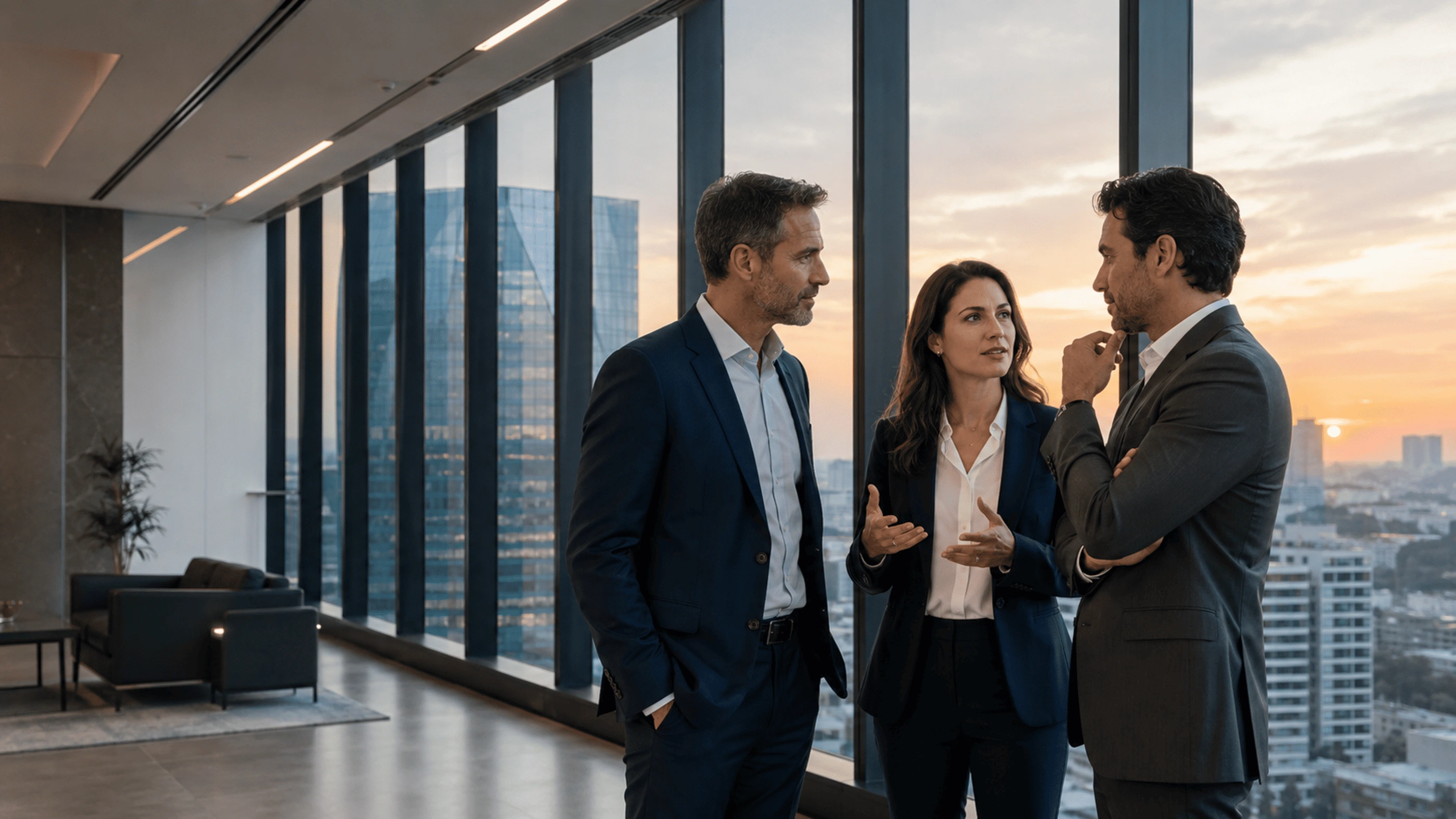Profissional em ambiente corporativo, representando parceria e proximidade com clientes