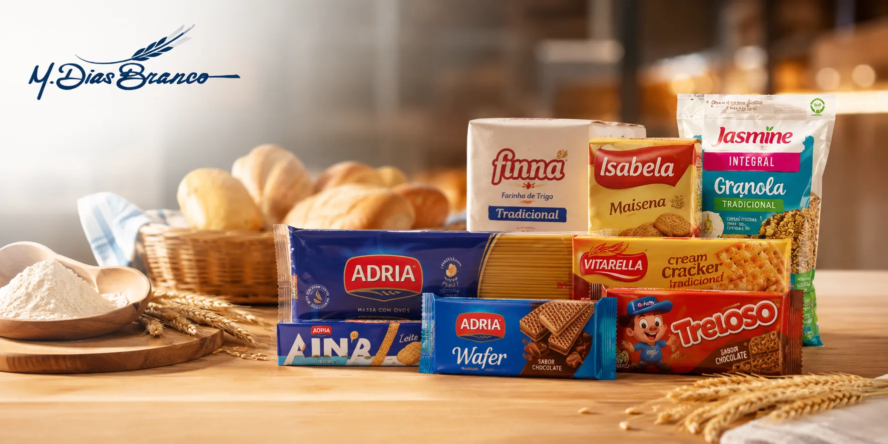Portfólio de produtos M. Dias Branco em operação de pronta entrega