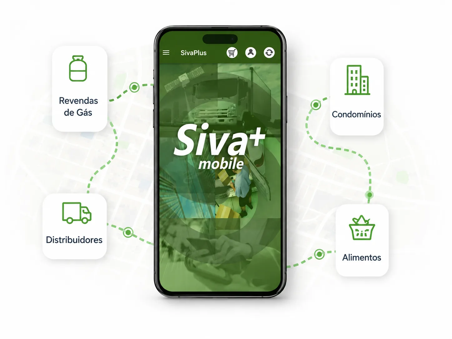 Notebook com visão conceitual do SIVA+ para automação comercial e distribuição